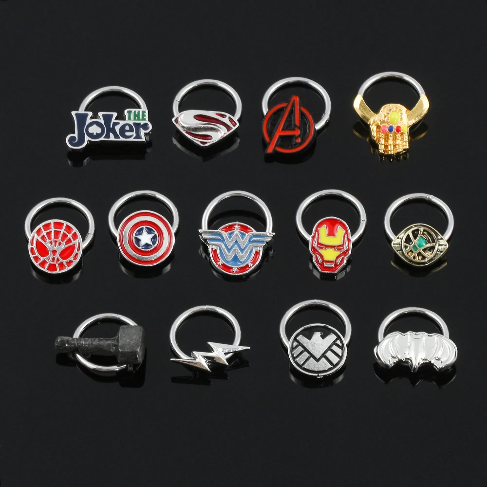 Disney Marvel Superhero Nose Ring Bat Iron Man Spider Man Cosplay Nose Ring Men's Jewelry Gifts Jewelry