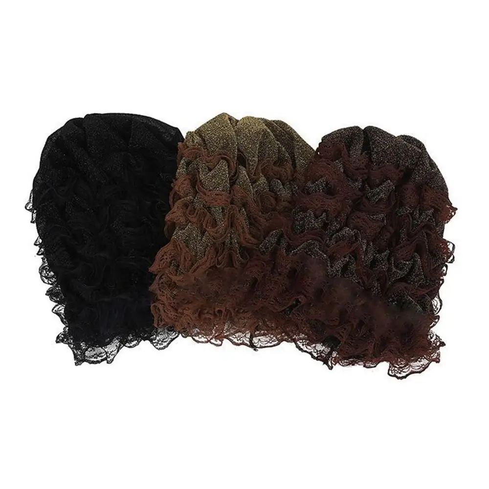 Practical Lace Mesh Headband Floral Lace Breathable Headscarf Cap Gauze Towel Hair Cover Hair