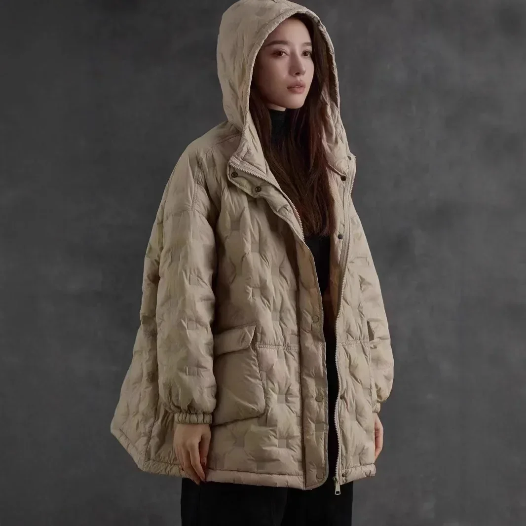 2025 Winter European New Women's Down Jacket Commuter Hoodie Fashion Oversized Down Jacket