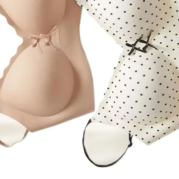 

KUCLUT Dots Wireless V Bra Shockproof Gathered Breasts Seamless Floral Print Bra Flower Bow Anti-sagging Brassiere for Women