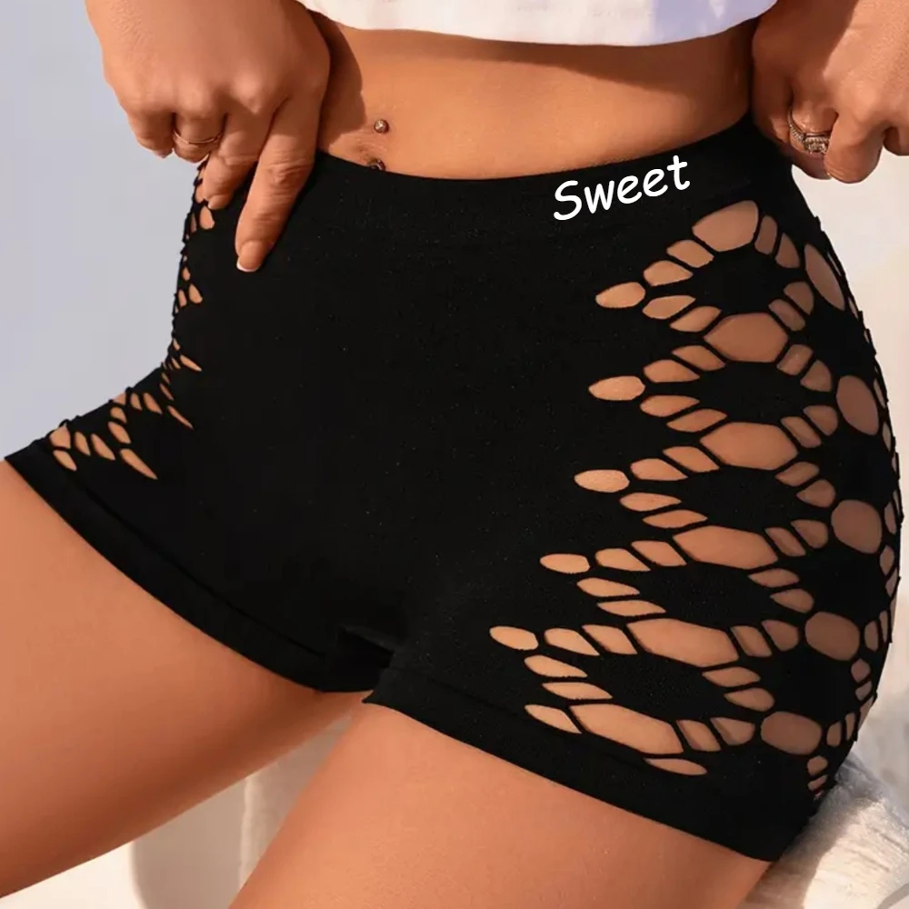 Seamless Sports Underpants Skirt Seamless Knickers Shorts Under The Skirt Sexy Side Mesh Hollow Out Boxer Panties Safety Panty image 3