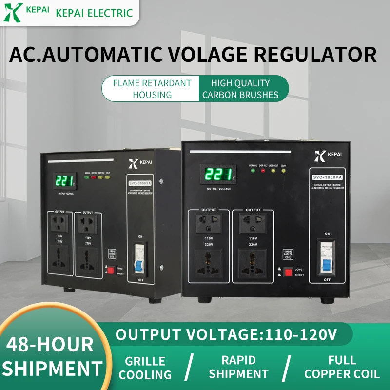 Custom SVC-3000W Automatic Voltage Regulator 110V Single Phase LCD Display Voltage Stabilizers Servo Motor Household Appliances