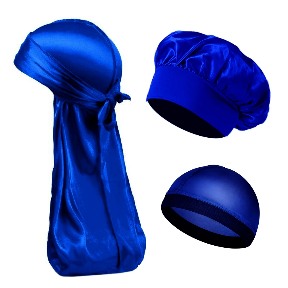 Ensemble de bonnets InjSatin unisexe, bonnet Durag, bonnets soyeux Durags, bandanas pour hommes, chapeau turban, bonnet de douche de sommeil à