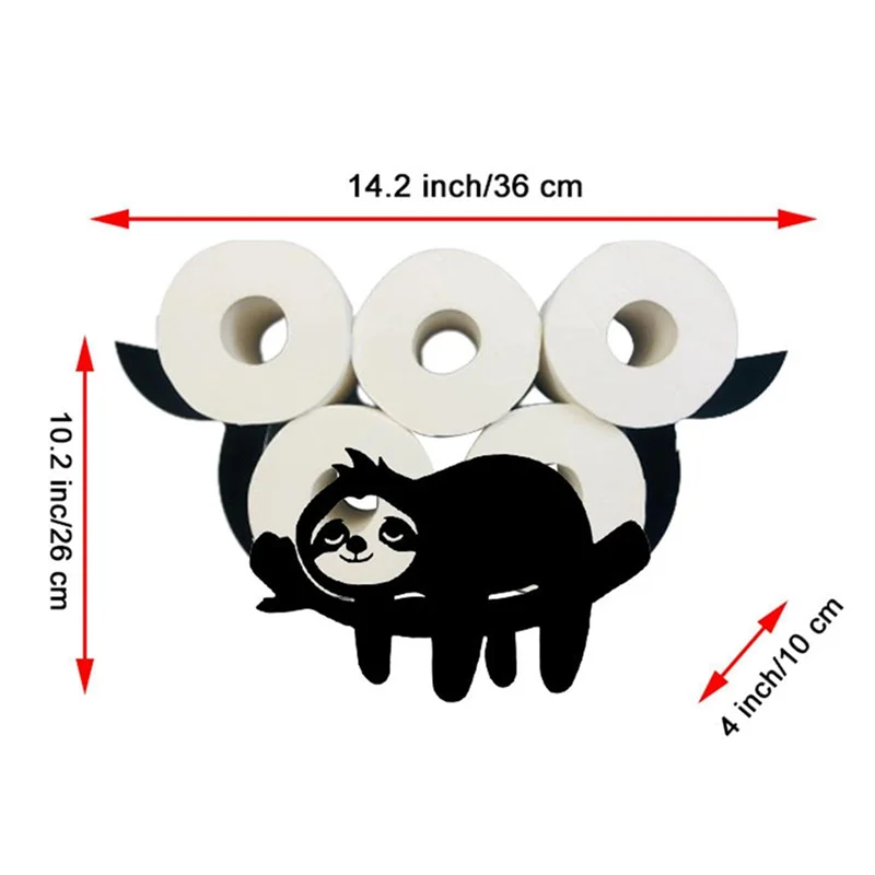 A15F-Durable Metal Sloth Toilet Paper Holder, Wall Mounted Roll Holder, Black Paper Storage, Perfect For Bathroom Decor view 6