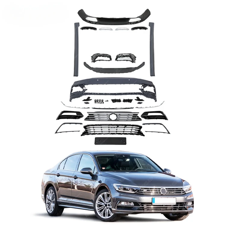 Hot selling For Volkswagen VW Passat B8 2015 upgrade to R-line style body kit front bumper with grill side skirts rear diffuser