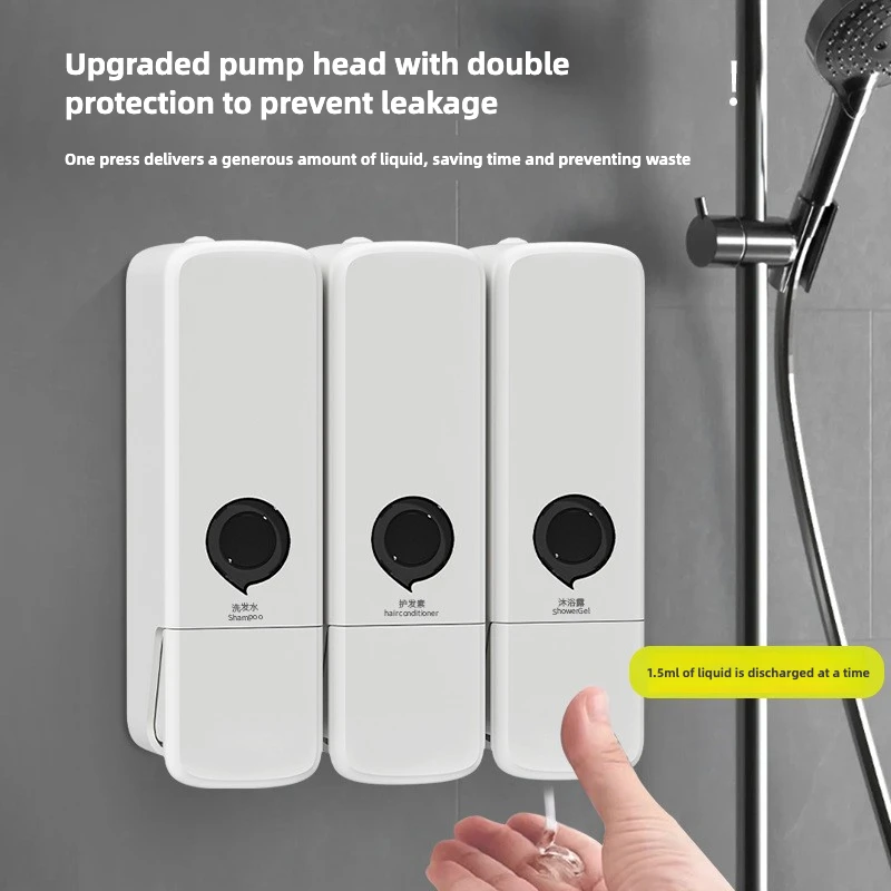 

Shower and Lotion Dispenser Waterproof Shampoo Gel Container Wall Mount Manual Press Soap Dispenser Liquid Dispensing Bottle