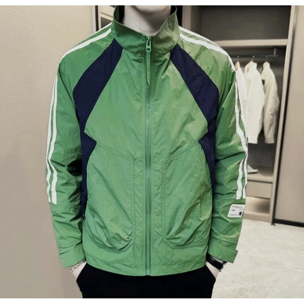 

Faionable Casual Thin Long Sve Men's Jaet Autumn Winter Large Size Color Blo Stripe American Sle Outerwear Top