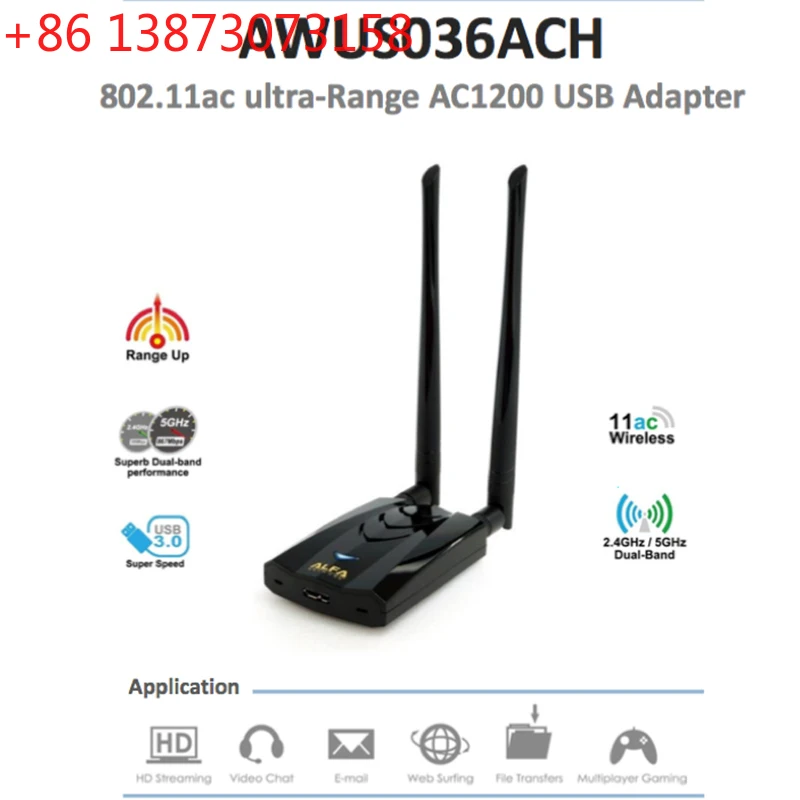 Nuevo ALFA AWUS036ACH utiliza Chipset RTL8812AU, tarjeta de red inalámbrica de alta potencia adecuada para BT5 Kali Linux MAC
