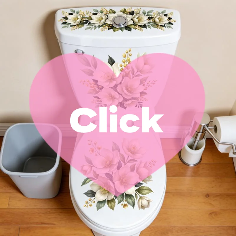 1Set Toilet Sticker Flower Sticker Bathroom Self-adhesive Painting Waterproof Sticker Toilet Cover Bathroom Wall Sticker