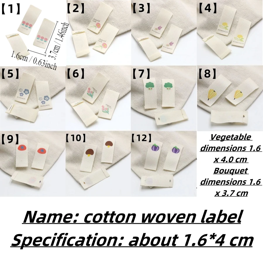 In japonia i Korea południowa kwiatem owocowym tkana etykieta prosta świeża dekoracja bawełniana odzież metka płócienna dekolt etykieta rękodzieło