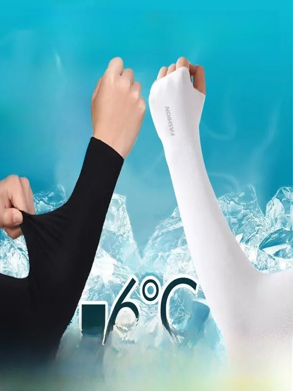 Summer Lightweight Sun Protection Ice Silk Arm Covers UV Protection Bicycle Riding Men Women Sleeve Guards Cold Sleeve Cuffs