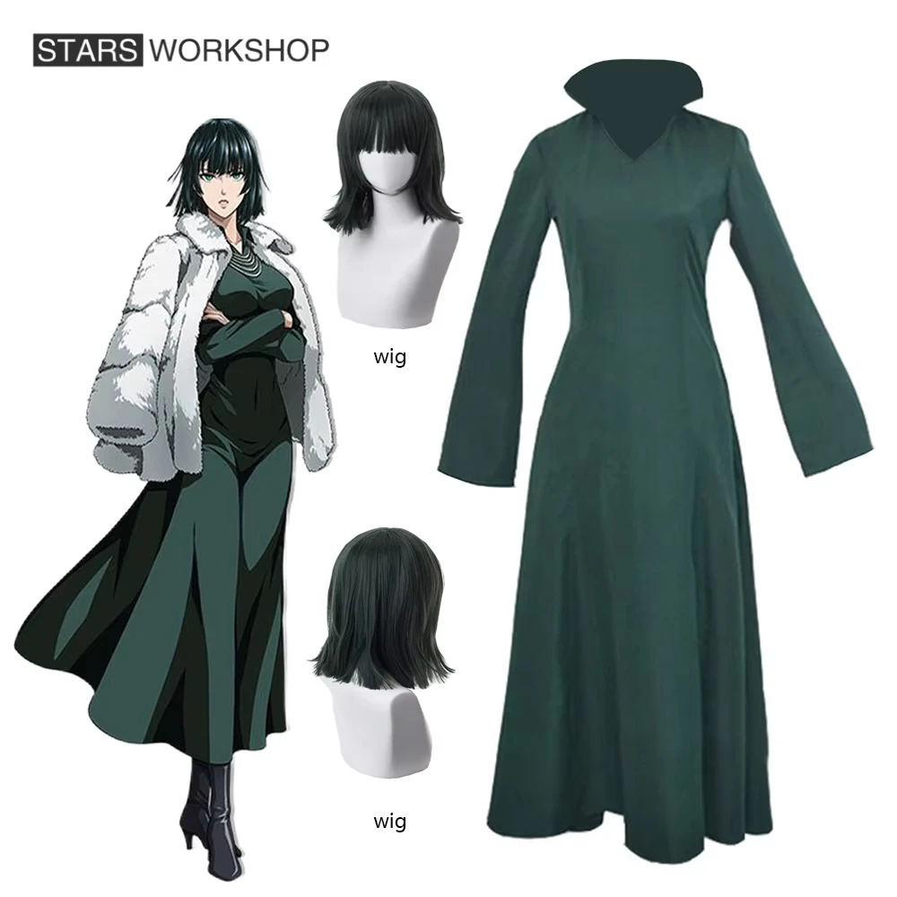 Disfraz de Anime One Punch Man Wanpanman Fubuki, vestidos verdes para mujer, monos, traje de fiesta de Carnaval y Halloween