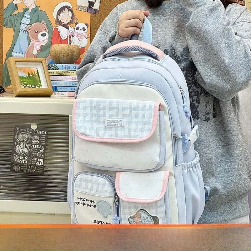 Korean Style Large Capacity Dual Shoulder Bag School Backpack for Junior And High School Students And College Women Cute Pain...