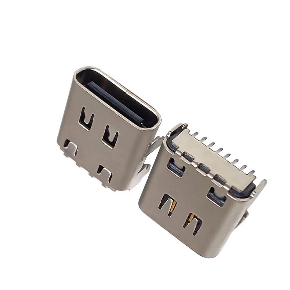 USB 3.1 Female Socket Connector TYPE C 16P Double-row 90 Degrees Fast Charging Port  Data Charging Plug Socket 3A High Current