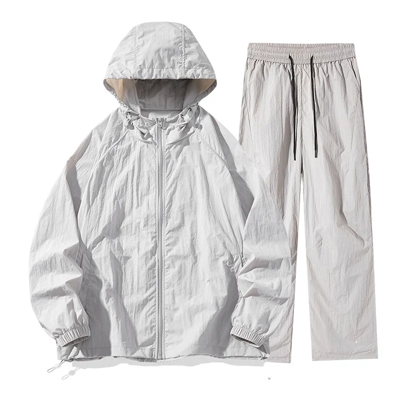 LIBIELIY Men's Thin Tracksuit Sweatsuit Long Sleeve Full-Zip Hooded Jacket Drawstring Jogging Sweatpants 2 Pieces Sportsuit