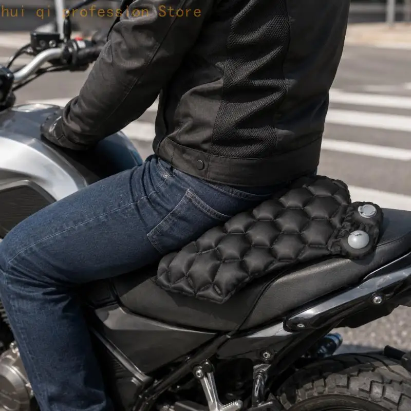 Aufblasbare Motorrad-Sitzauflage, schwarzes Sitzpolster für tägliche Straßen, längere Reisen, Sitzentlastung und ein weicheres – Detail 7