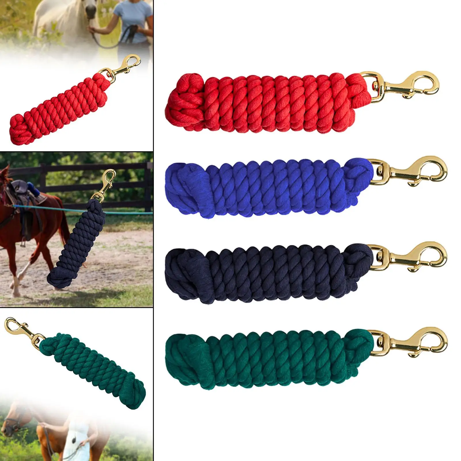 Horse Lead Rope Cord Practical Halter Rope for Leading Training Horse, Dog, or Sheep Horse Rope Lunge Line with Bolt Snap Clip