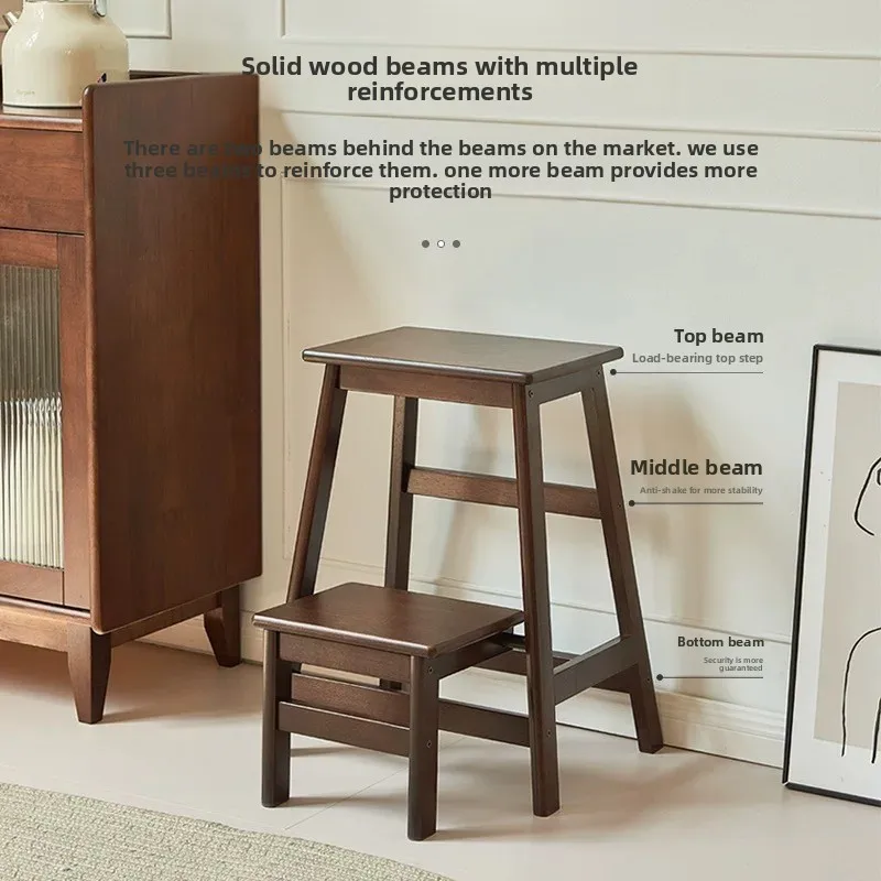 Échelle en bois massif épais, tabouret, escaliers d'escalade à double usage, petite échelle