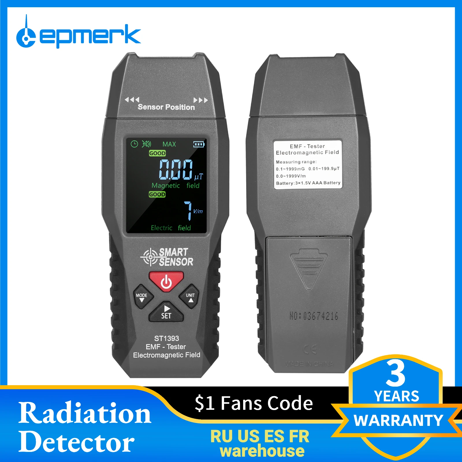 Lepmerk ST1393 Digital LCD EMF Meter Electromagnetic Field Radiation Detector Handheld Portable Counter Emission Dosimeter