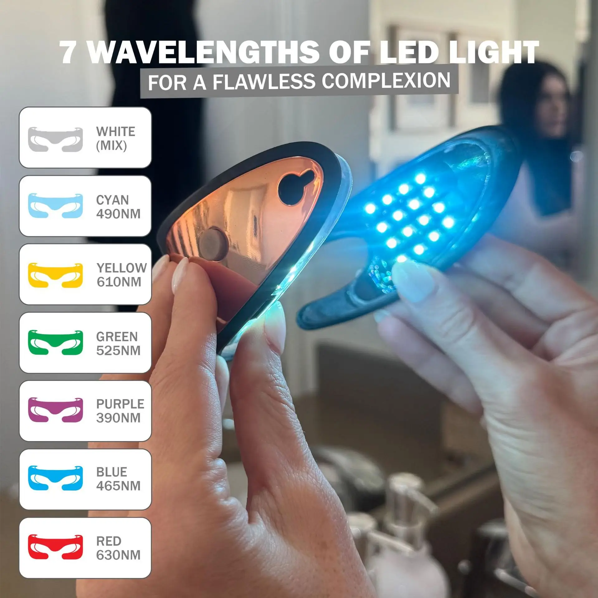 Maska na oczy LED z 7 kolorami, masażer oczu, urządzenie do pielęgnacji urody, łagodzi zmęczenie oczu, przeciwzmarszczkowe, redukuje cienie pod oczami, bezprzewodowa.