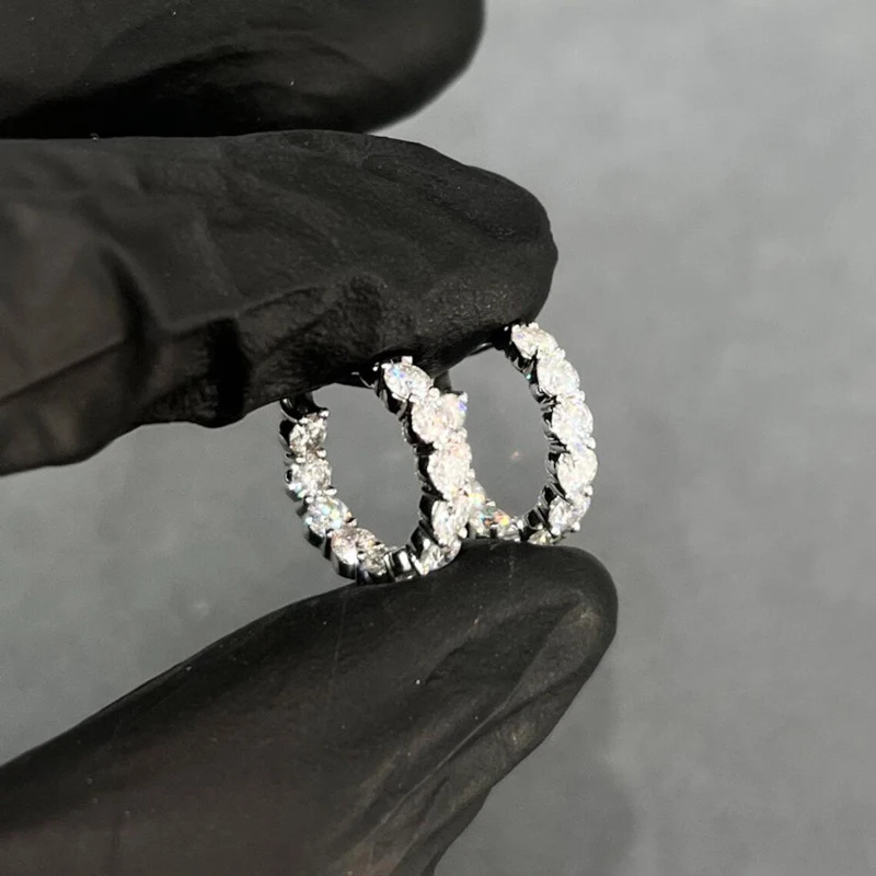 Rrjzz Funkelnde 3,8 mm Moissanit-Creolen in D-Farbe für Damen, 5,72 Karat VVS1, im Labor hergestellte Diamantohrringe, GRA-Schmuck, Geschenk – Detail 15