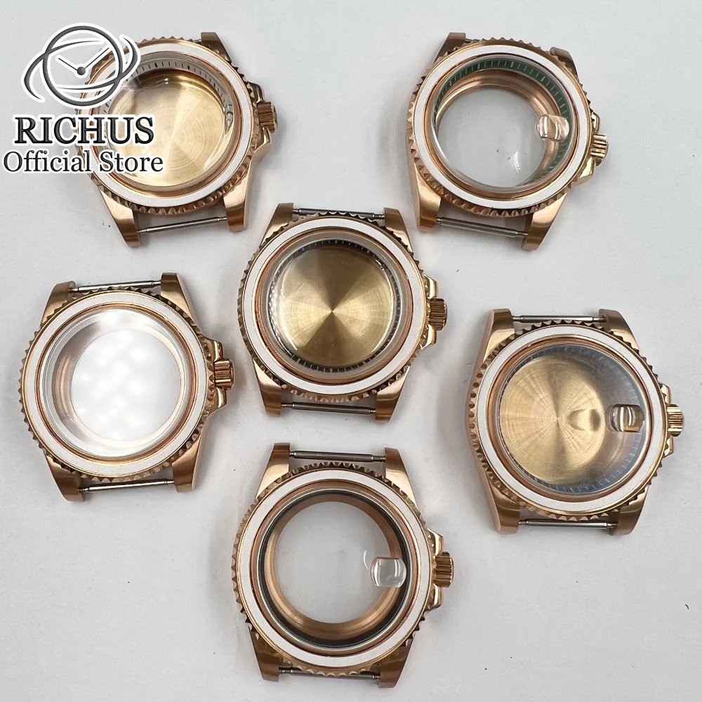 40mm Watch case Rose gold balck white green chapter ring fits NH35 NH36 ETA2824 2836 Miyota8205 8215 821A DG2813 3804 Movement