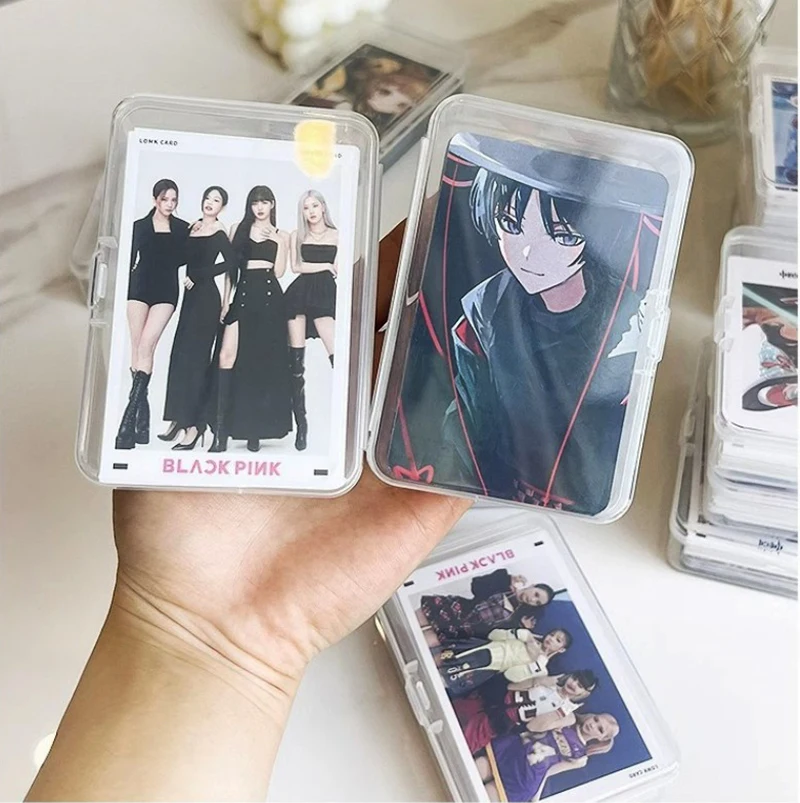 Transparent Idol Kpop Star Photo Storage Box With Flip Lid Photocards Holder Small Card Collection Card Dustproof Storage Box