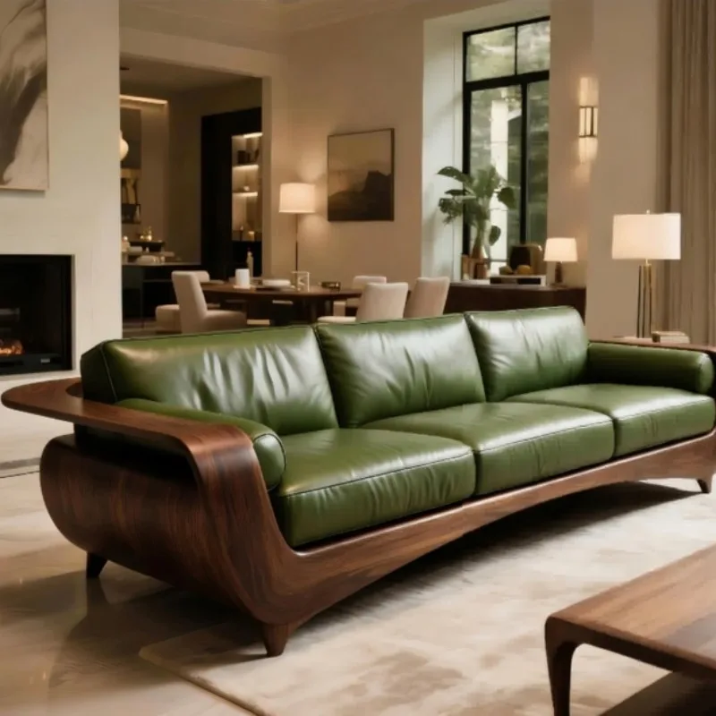 

Lounge New Chinese Style Solid Wood Living Room Sofas Couch Luxury Corner Minimalist Sofa Living Room High-end Home Furniture