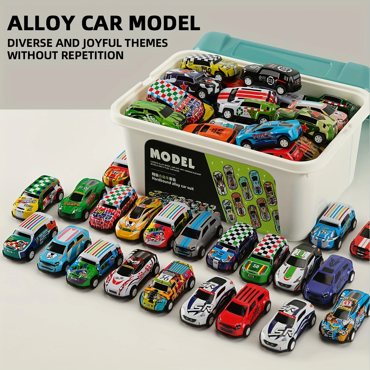 

20-50pcs Alloy Mini Racing Car Storage Box Pull Back Car Set Metal Vehicles Colorful Mixed Children Education Entertainment