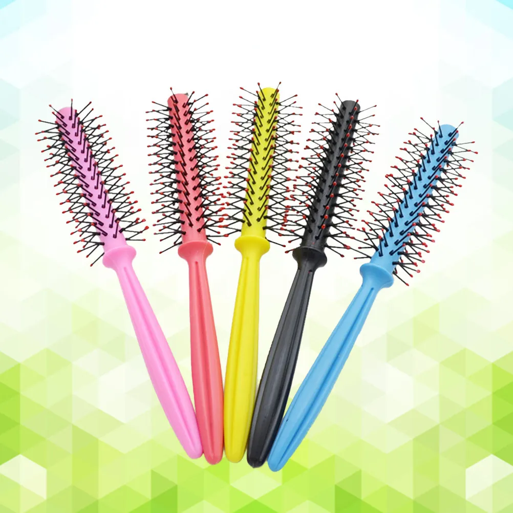

Пластиковая круглая расческа с щетиной для распутывания и укладки кудрявых волос, термостойкая, для сушки феном, подарок для нее