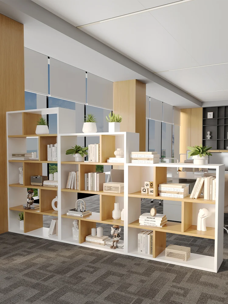 Wooden office partition cabinet planter cabinet shelf screen decorative lattice bookcase storage cabinet floor display shelf