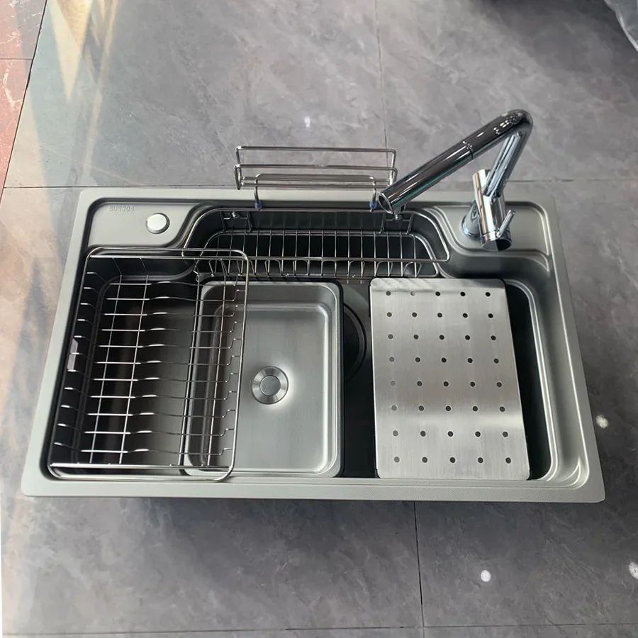 Japanese-style large single slot 304 stainless steel sink honeycomb embossing scratch-resistant wear-resistant