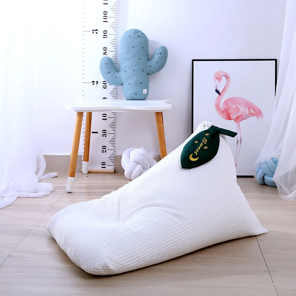 INS Kids Cotton Bean Bag Sofa Cute Triangle Lazy Lying Soft Chair Leaf Seats Baby Reading Relax Photography Props Room Decor