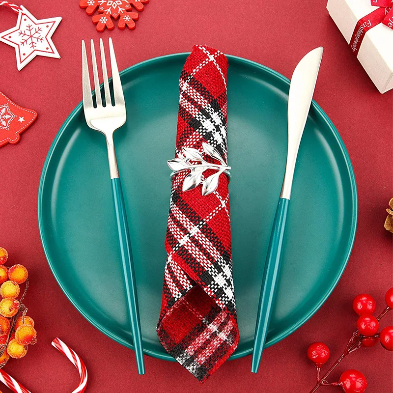 1-24PCS Modern Metal Leaf Shaped Napkin Rings Luxury Table Setting for Hotel Banquet Wedding Party Home Kitchen Celebrations