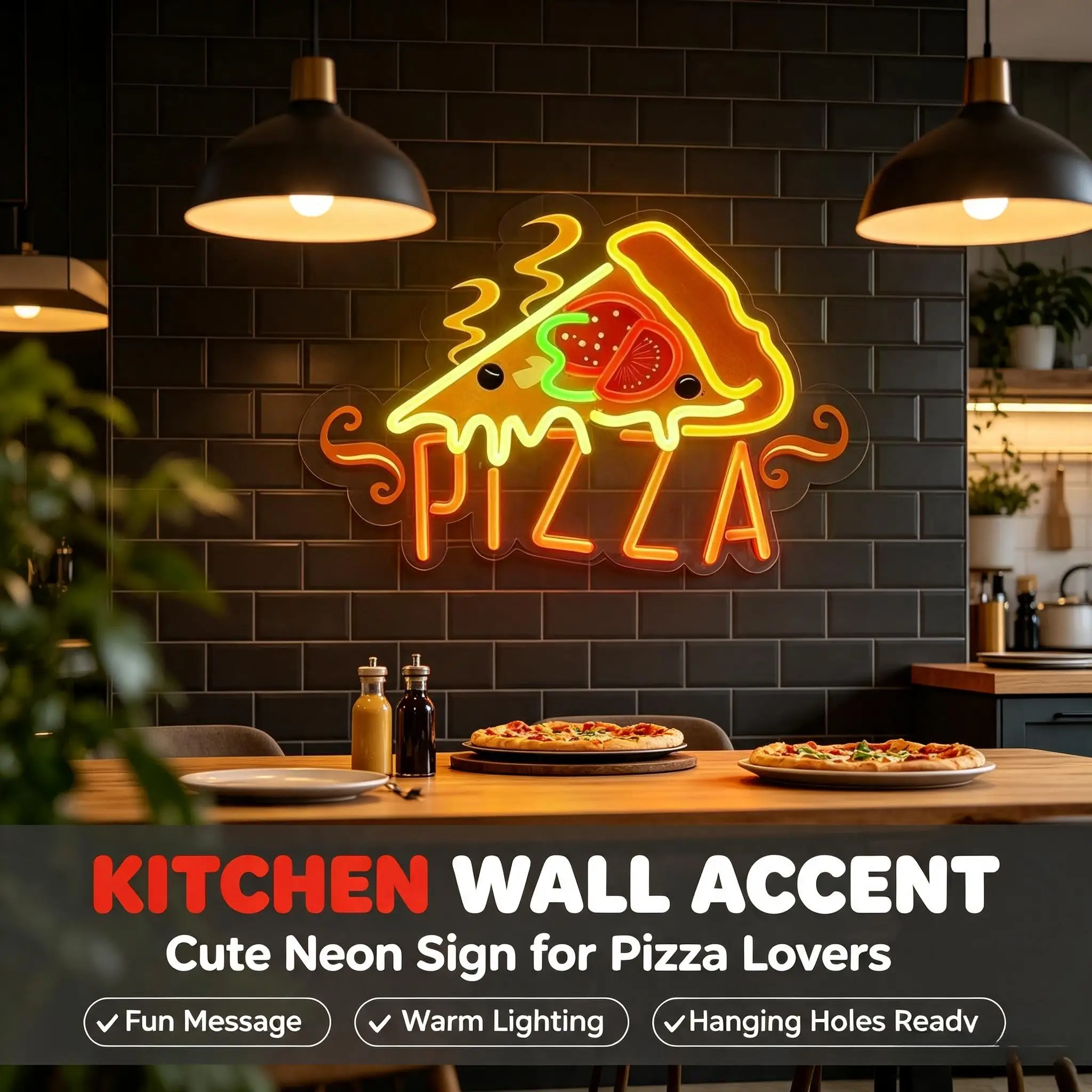 Pizza Slice Neon Sign USB Dimmable LED Neon Lights for Pizzeria Restaurant Bar Kitchen Pizza Themed Wall Decor Storefront Sign