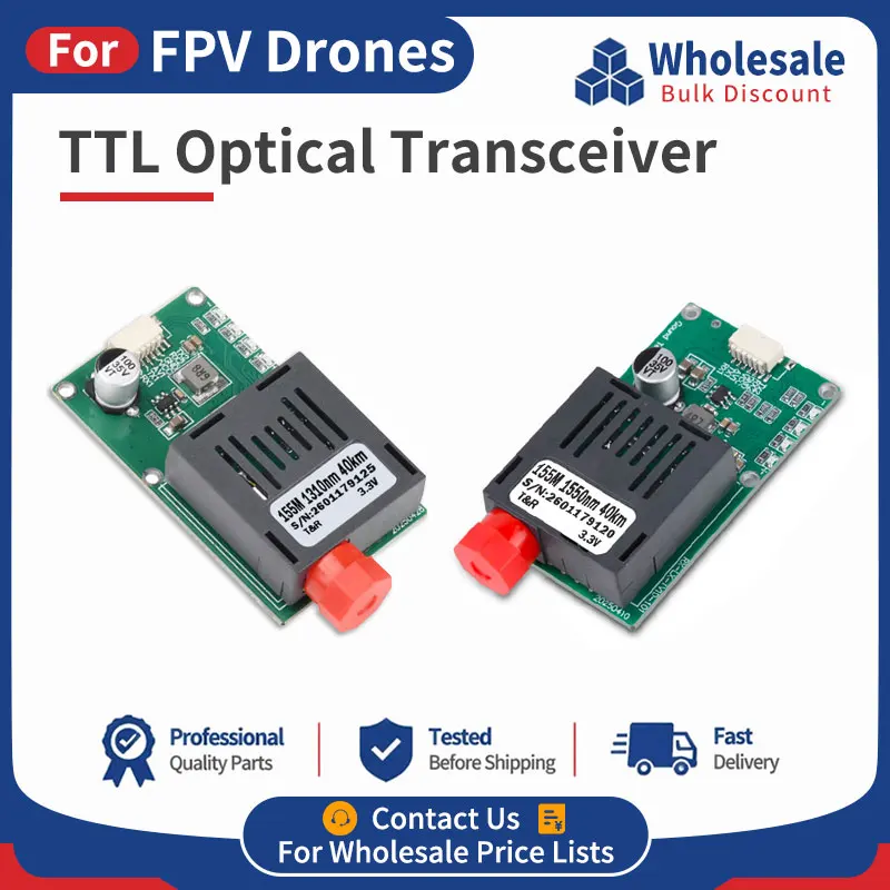 SNQP TTL Optical Transceiver Module for FPV 40KM 60KM Long Range FPV Signal Transmission  TTL to Fiber Optic Module Accessory
