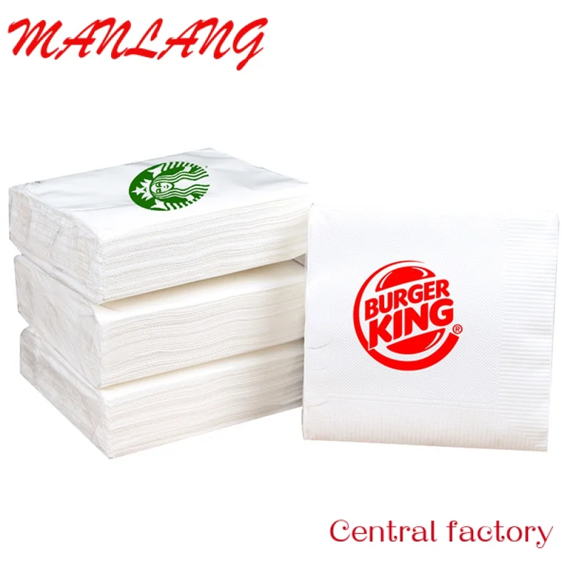 Custom  custom logo print restaurant wrapping napkin logo coffee shop tissue name napkin