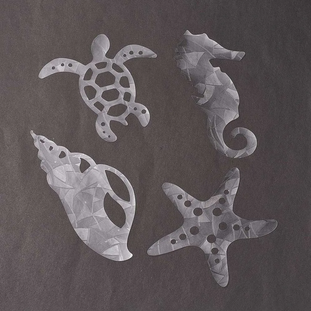 Tortoise Sea Horse Starfish Conch Shape Waterproof PVC Laser Adhesive Stickers Electrostatic Stickers Colorful