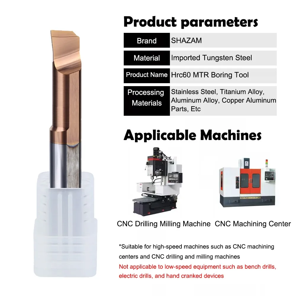 YSNC  MTR MTL Small Diameter Boring Tools Tungsten Steel Carbide CNC Machine Seismic Resistant Inner Boring Hole Turning Tool