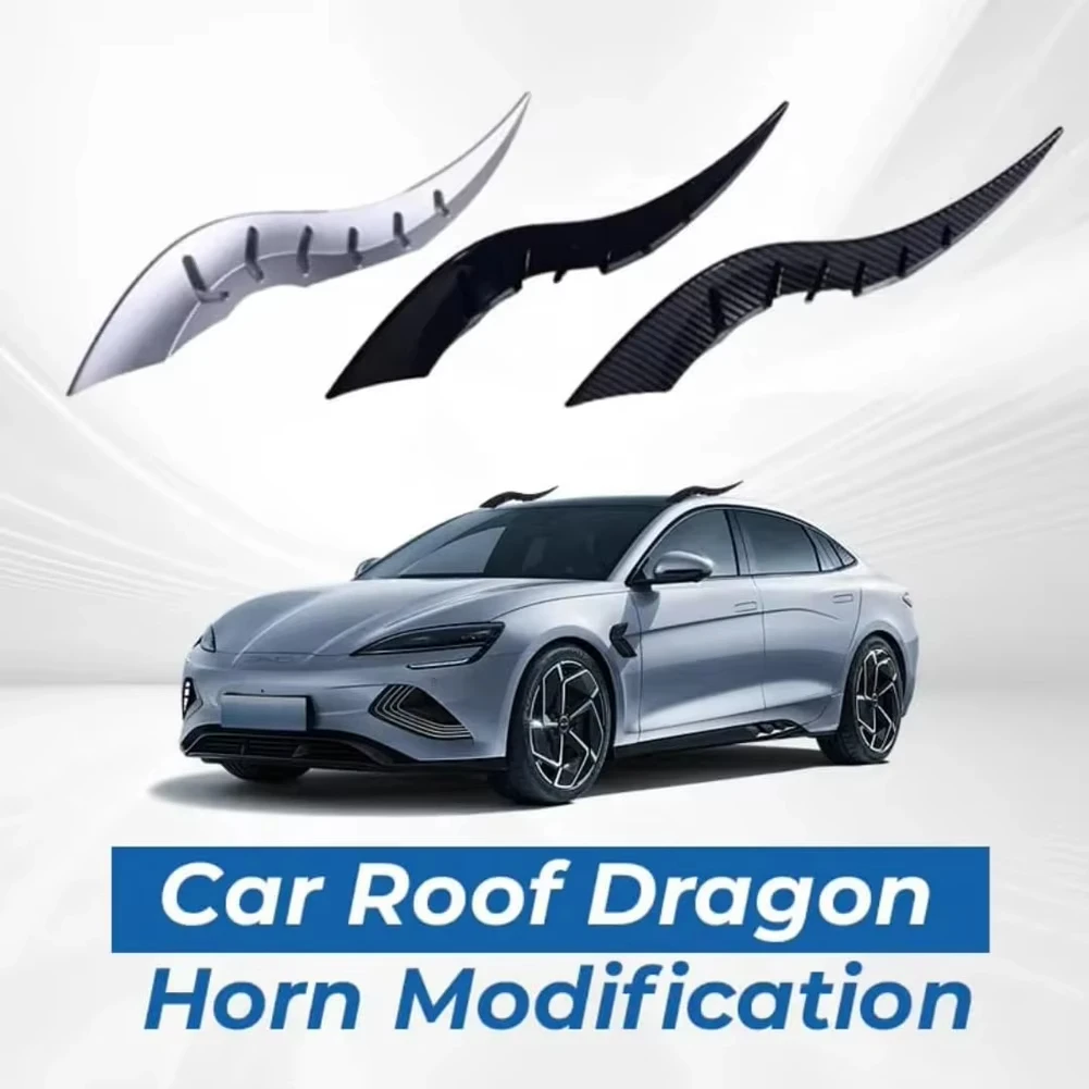 

New Dragon Horn Modification for Car Roof Universal Black/Silver/Carbon Pattern 3D Devil Horn Roof Decorative Parts