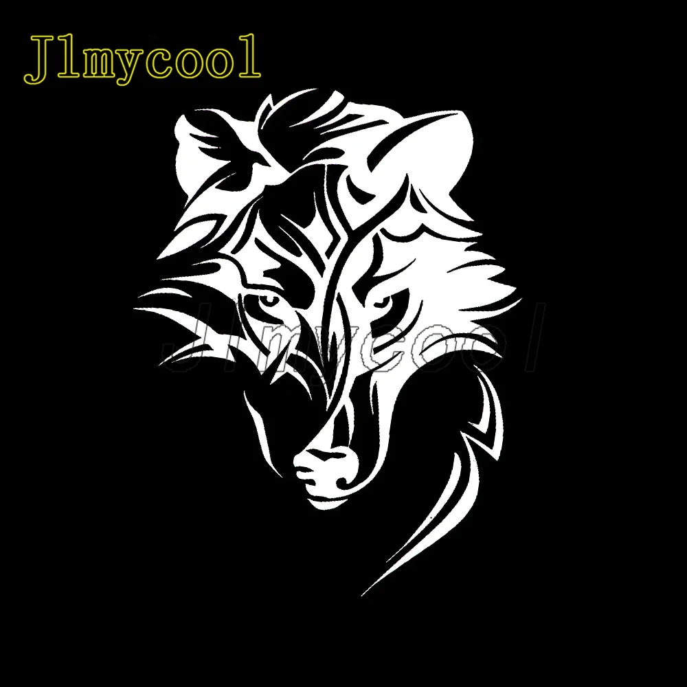 Creative Abstract Wolf Predator Ornament Head Car Sticker Laptop Decals Waterproof Sunscreen PVC 13cm X 17cm Decal Sticker