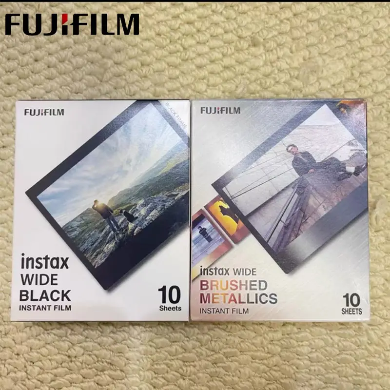 فيلم Fujifilm Instax Wide جديد بورق حافة بيضاء، ورق صور أسود/أبيض/مخطط، لكاميرا Fuji الفورية 300/200/210/100/500