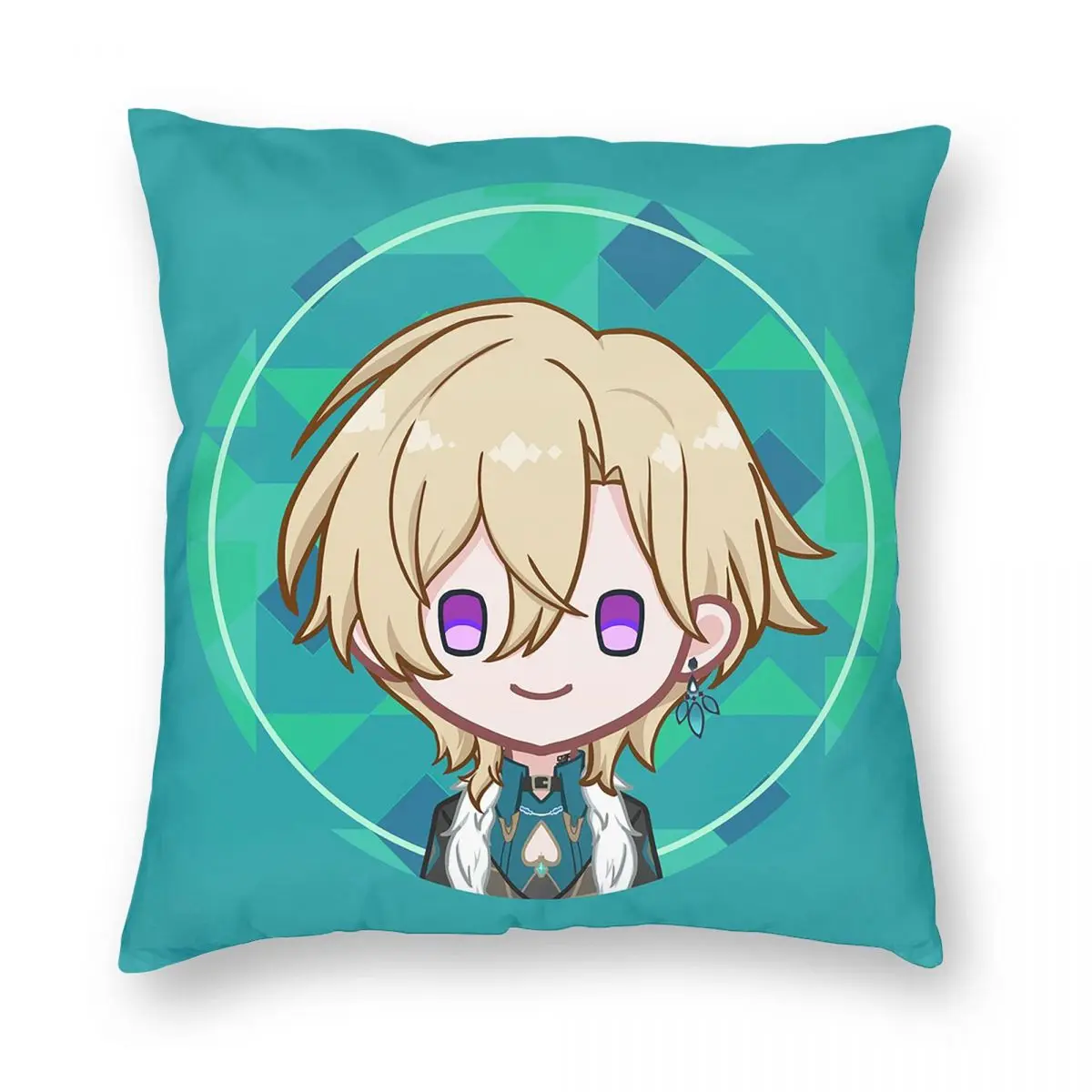 Game Honkai Star Rail Aventurine Square Pillowcase Pillow Cover Cushion Zip Decorative Comfort Throw Pillow for Home Bedroom