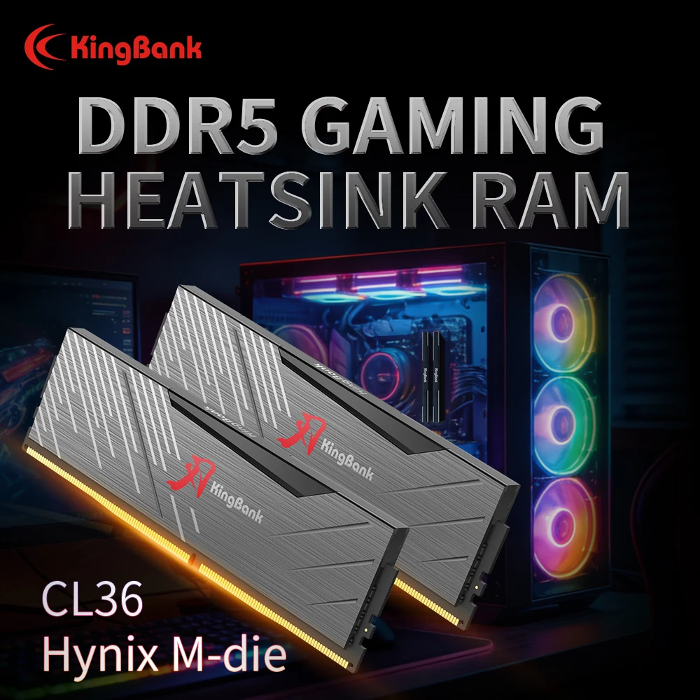 

KingBank SoarBlade KRXB DDR5 Series 64GB (32GBx2) Комплекты памяти 6000 МГц CL36 для игровых настольных ПК с разгоном, Intel XMP 3.0 для ПК