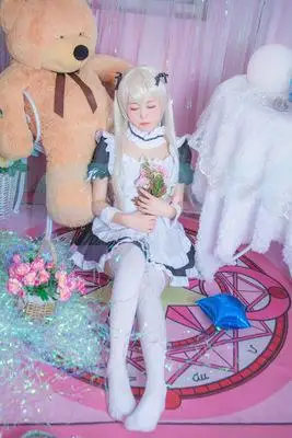 Anime Yosuga No Sora Kasugano Sora Cosplay Trang Phục Maid Tạp Dề Ăn Mặc Đồng Phục Váy + Tạp Dề + Oversleeve + Khăn Choàng Cổ + mũ nón