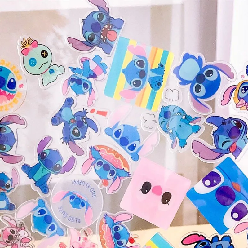 Disney Anime Stitch Stickers Kawaii Lilo Stitch DIY Mobile Phone Computer Stickers Transparent PVC Stickers Children Gifts