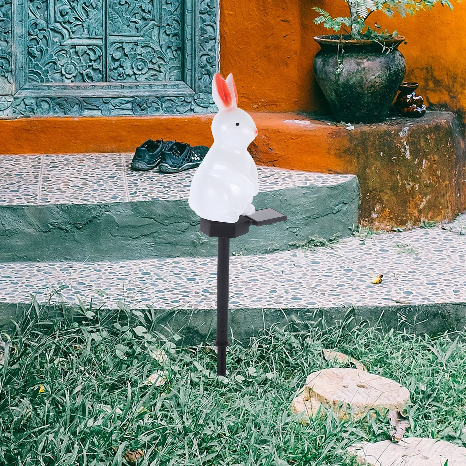 

Солнечный светильник для сада в форме кролика, уличная лампа на солнечной энергии, яркий светодиодный светильник-кролик, пасхальные светильники для сада