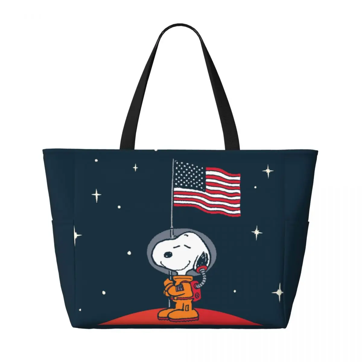 Niestandardowa torba plażowa American Astronaut Snoopy dla kobiet Beagle Dog Duża komora Gym Beach Travel Bags