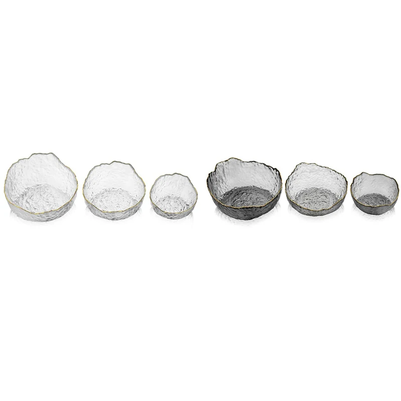 

Promotion! 3Pcs Glass Salad Bowls Clear Irregular Shape Phnom Penh Glass Bowl Fruit Dessert Bowls For Party Catering