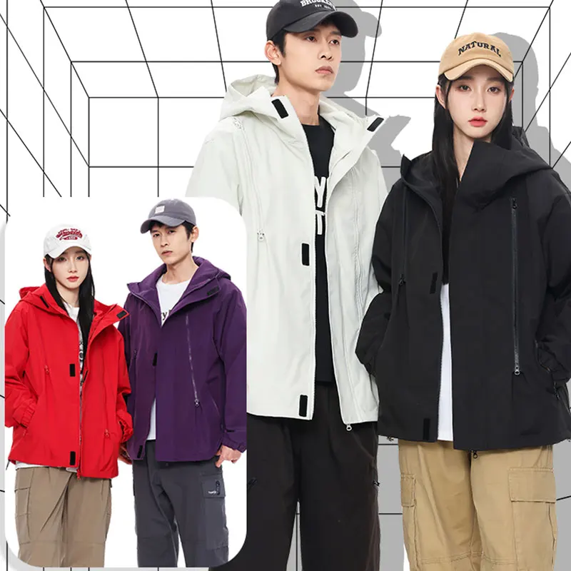 Frauen Outdoor Winddicht Herren Jacke Frühling Herbst Sportliche Wasserdichte Wandern Jacken Lose Fit Trendy Mantel für Männer Mäntel Paare
